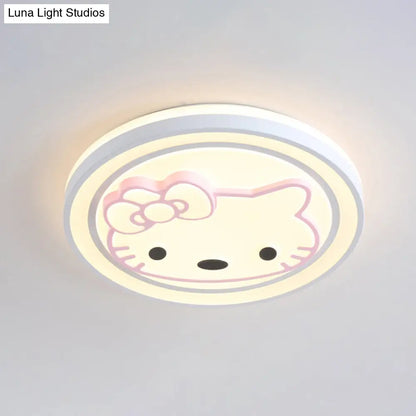 Lámpara de techo LED DecorBites™ para niñas, color rosa, con diseño de dibujos animados y acabado acrílico.
