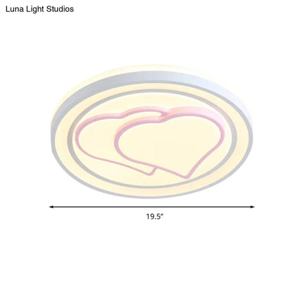 Lámpara de techo LED DecorBites™ para niñas, color rosa, con diseño de dibujos animados y acabado acrílico.