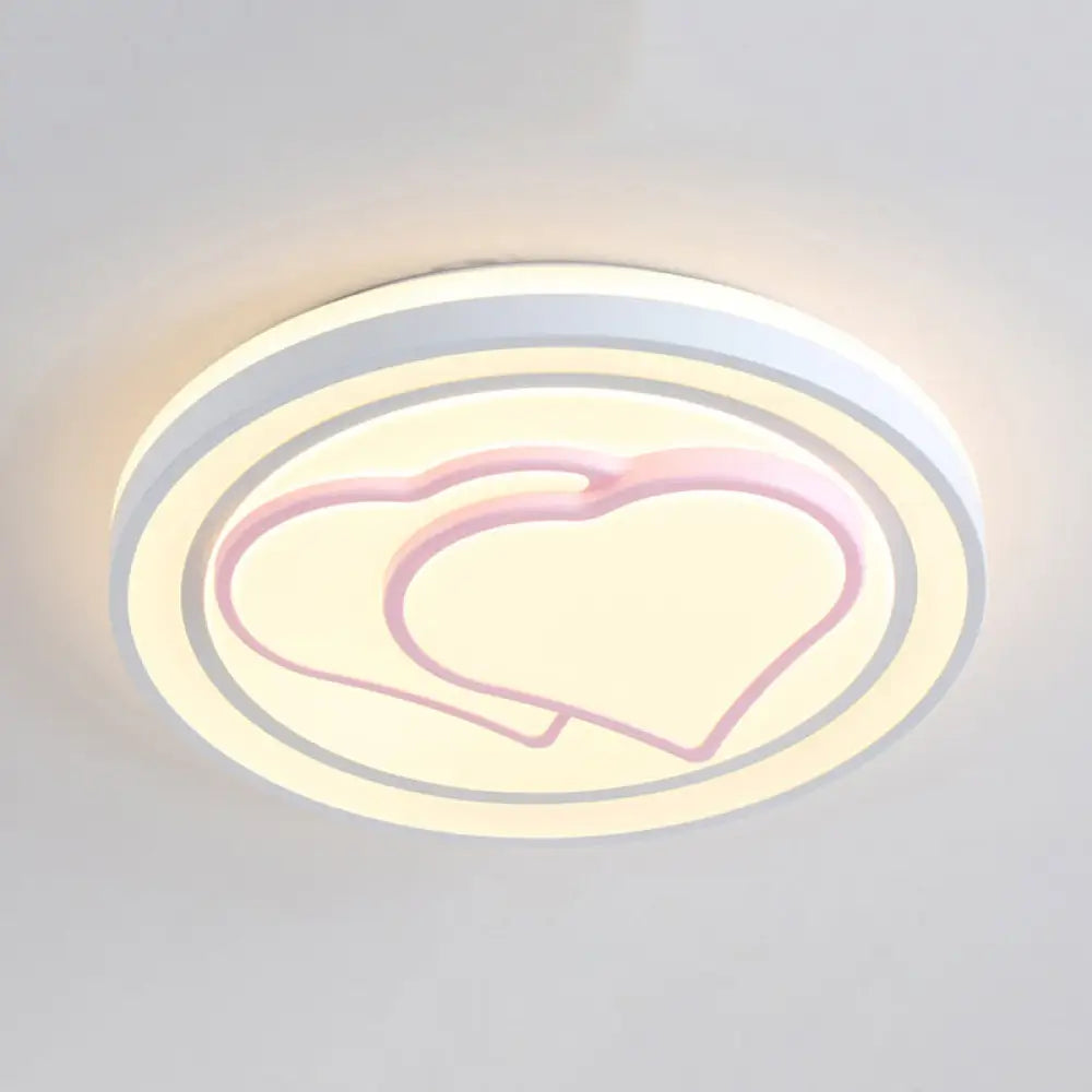 Lámpara de techo LED DecorBites™ para niñas, color rosa, con diseño de dibujos animados y acabado acrílico.