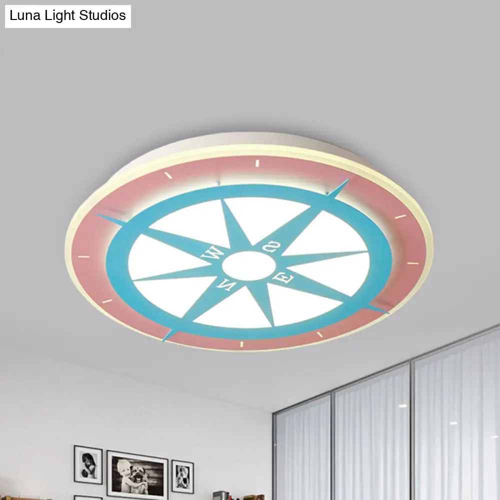Lámpara de techo LED con brújula de acrílico rosa DecorBites™ para habitación de niñas