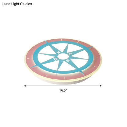 Lámpara de techo LED con brújula de acrílico rosa DecorBites™ para habitación de niñas