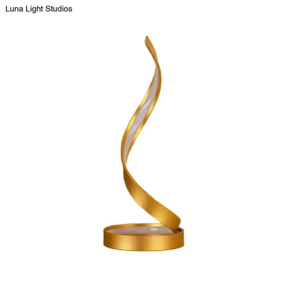 Giulia - Gold Metallic LED Spiral Ribbon Bedroom Night Table Light