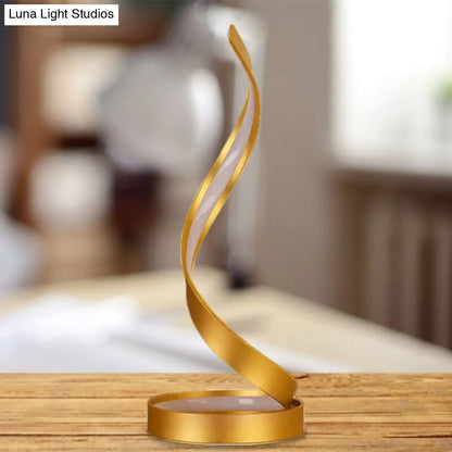 Giulia - Gold Metallic LED Spiral Ribbon Bedroom Night Table Light