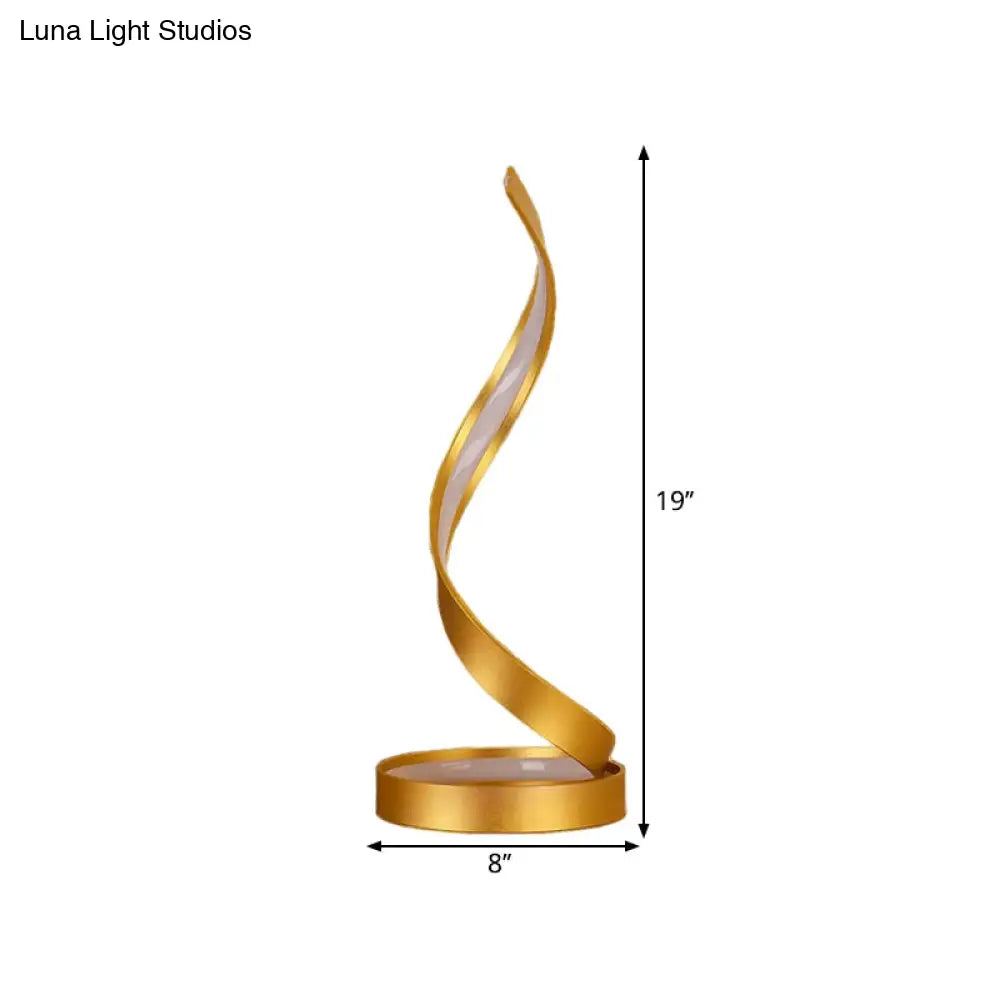 Giulia - Gold Metallic LED Spiral Ribbon Bedroom Night Table Light