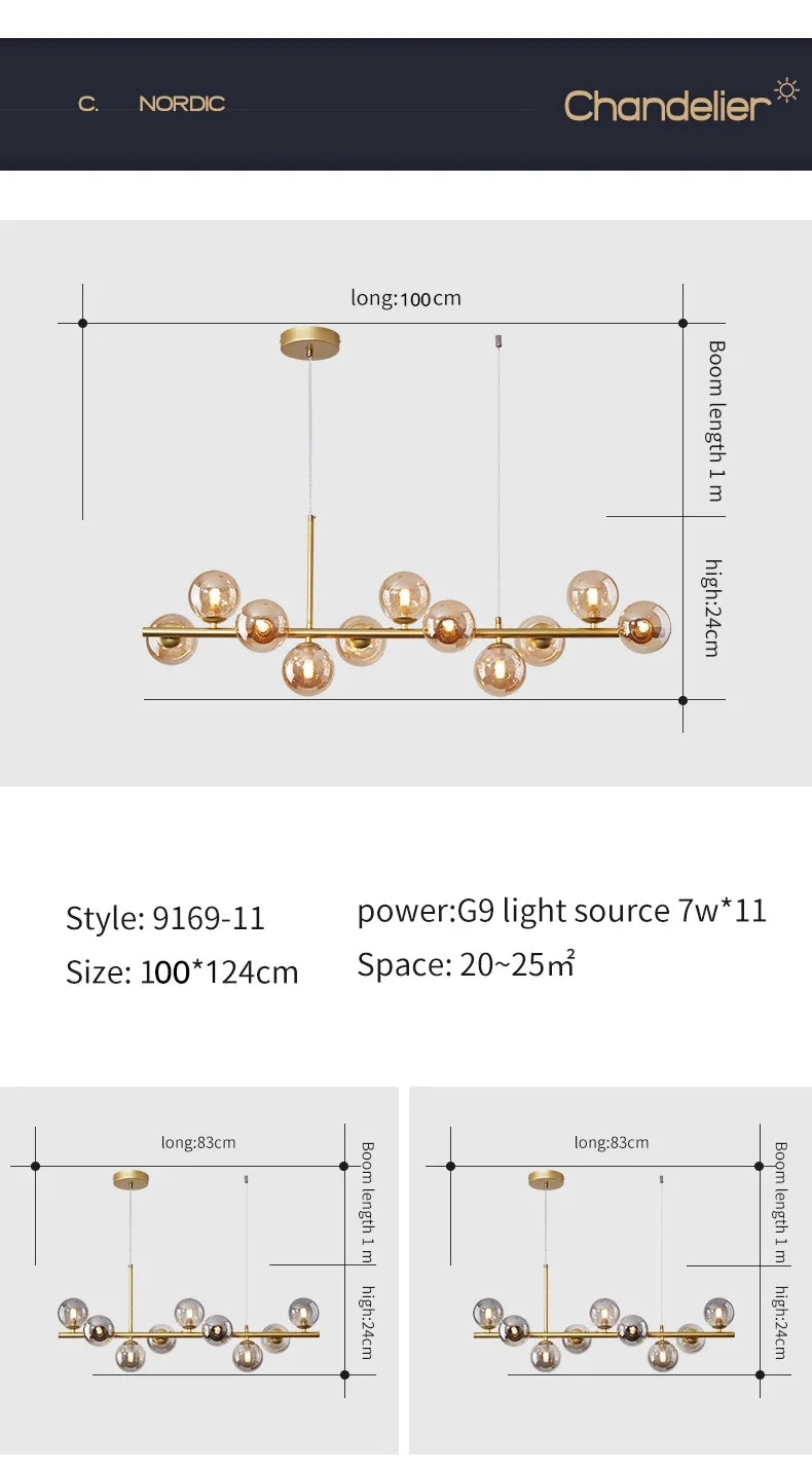 Glass Ball Chandelier: Modern Ceiling Lighting Fixture - Chandelier