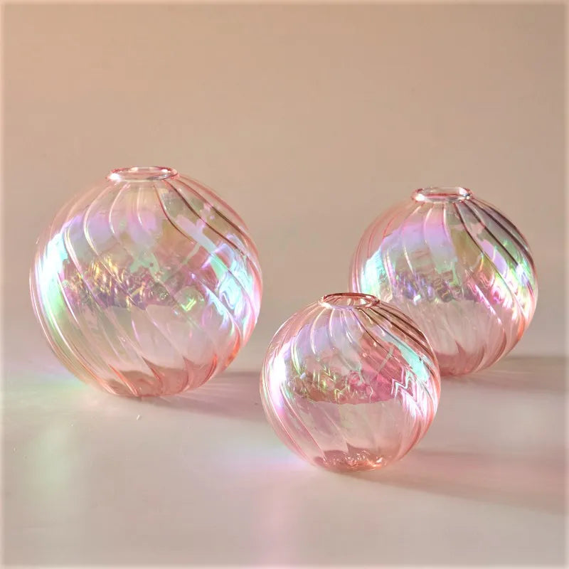 Glass Ball Vases Set for Home Decor - 3pc pink - Vase