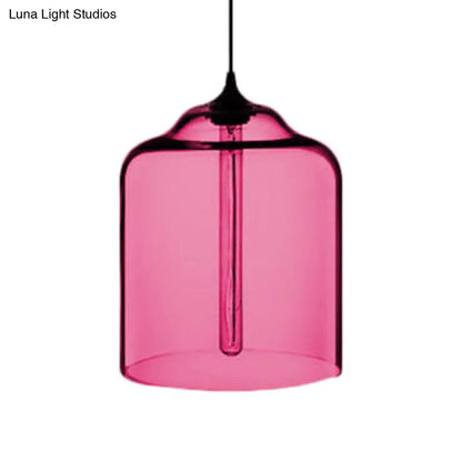 Glass Jug Suspension Light - Contemporary Red/Brown/Blue Ceiling Pendant