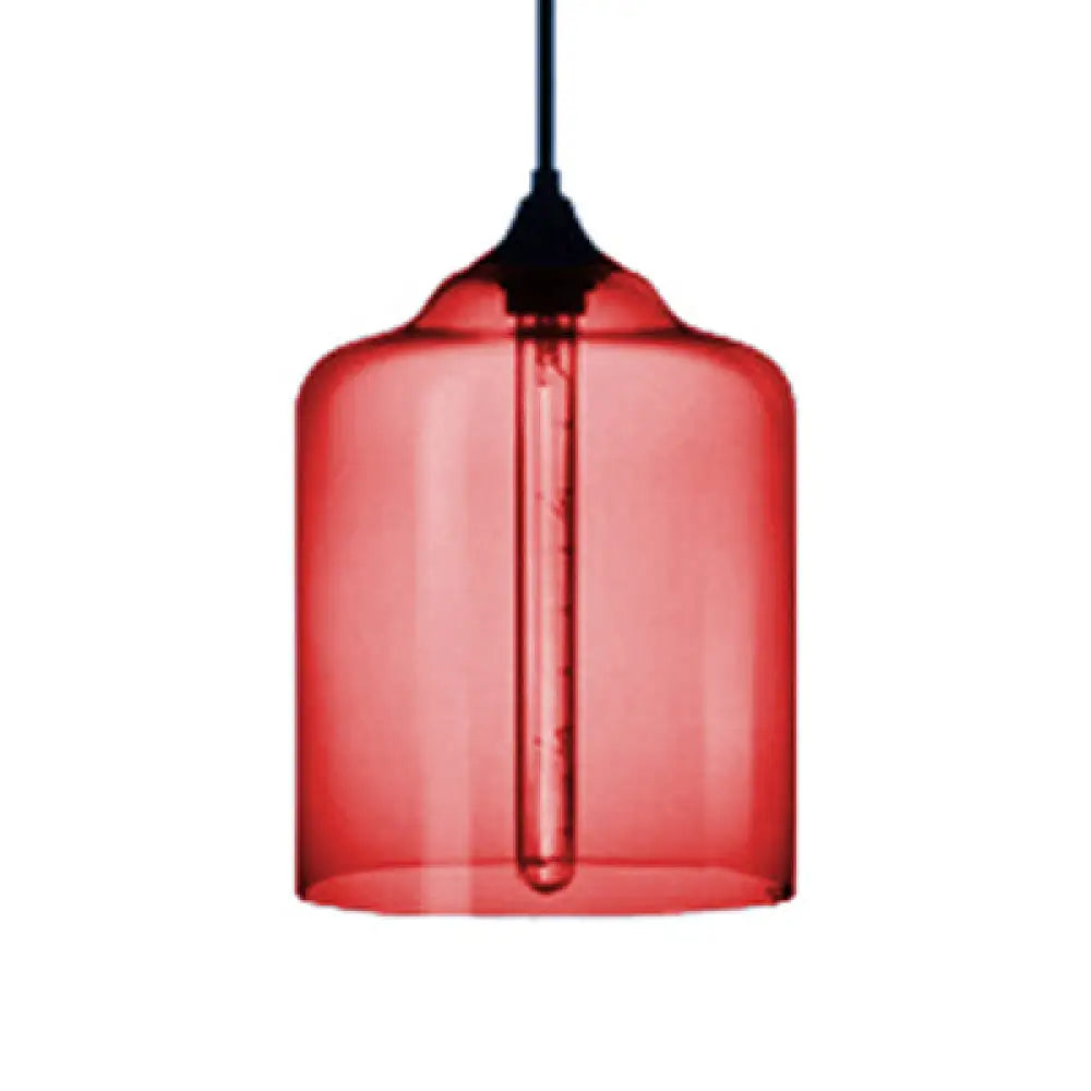 Glass Jug Suspension Light - Contemporary Red/Brown/Blue Ceiling Pendant