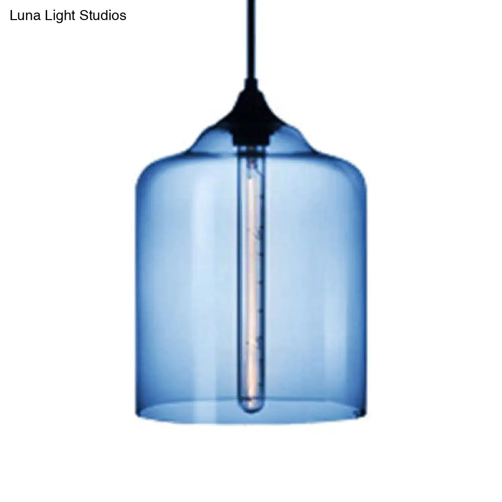 Glass Jug Suspension Light - Contemporary Red/Brown/Blue Ceiling Pendant