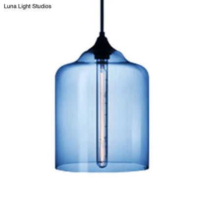 Glass Jug Suspension Light - Contemporary Red/Brown/Blue Ceiling Pendant