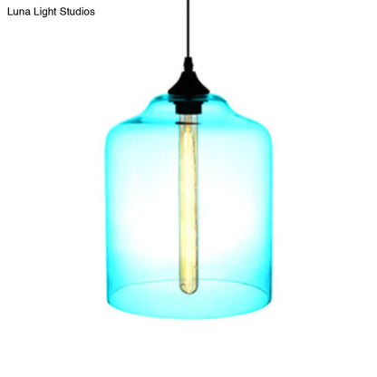 Glass Jug Suspension Light - Contemporary Red/Brown/Blue Ceiling Pendant