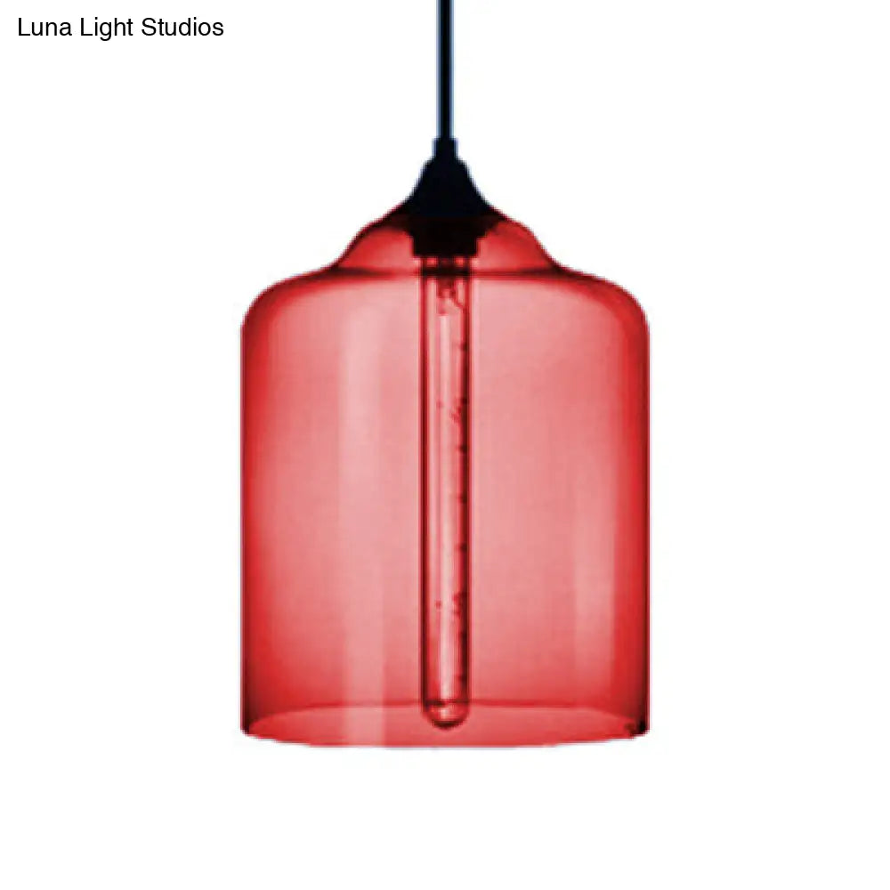 Glass Jug Suspension Light - Contemporary Red/Brown/Blue Ceiling Pendant