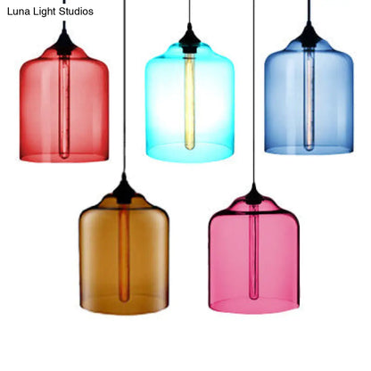 Glass Jug Suspension Light - Contemporary Red/Brown/Blue Ceiling Pendant