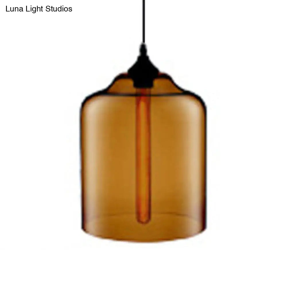 Glass Jug Suspension Light - Contemporary Red/Brown/Blue Ceiling Pendant