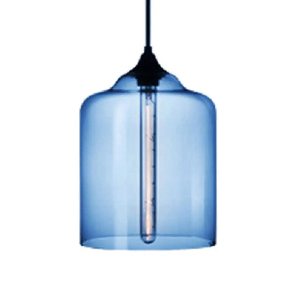 Glass Jug Suspension Light - Contemporary Red/Brown/Blue Ceiling Pendant