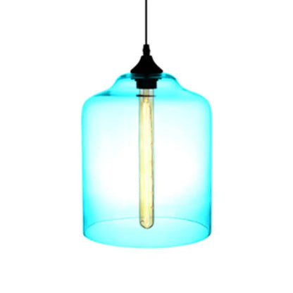 Glass Jug Suspension Light - Contemporary Red/Brown/Blue Ceiling Pendant