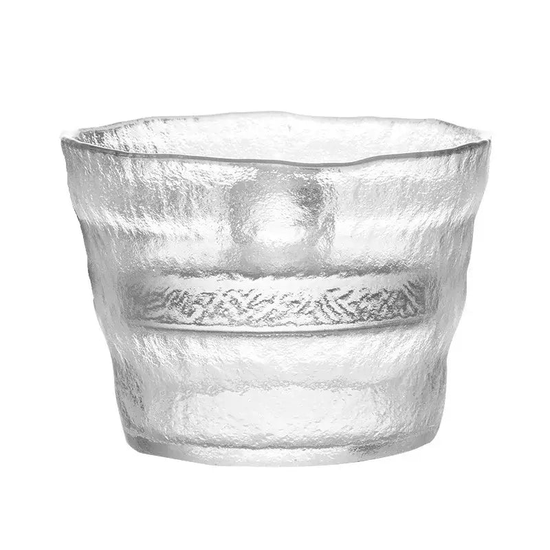 Clear textured glass tumbler with embossed leaf pattern for decorbites glass kimchi storage jar and kitchen use
