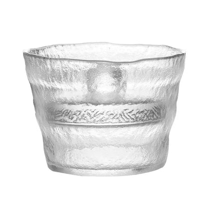Clear textured glass storage jar with embossed floral band for decorbites glass kimchi storage and kitchen use