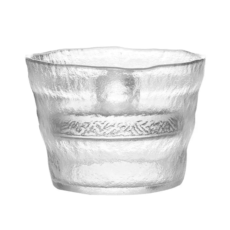 Clear textured glass storage jar with embossed floral band for decorbites glass kimchi storage and kitchen use