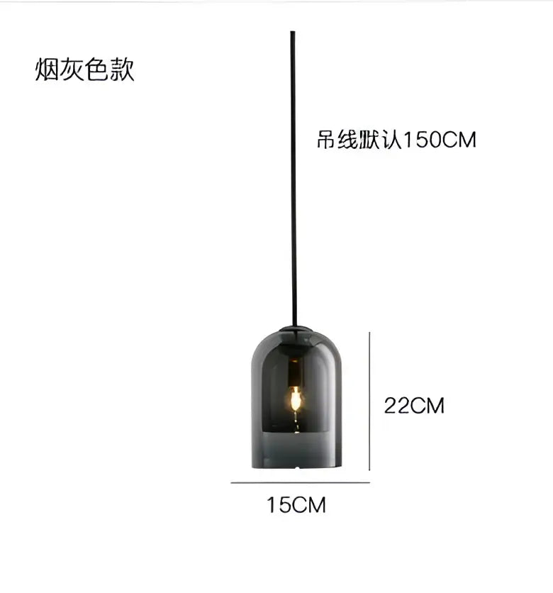 A sleek smoke-gray glass led chandelier pendant light with a minimalist design and 15cm diameter base for dining room