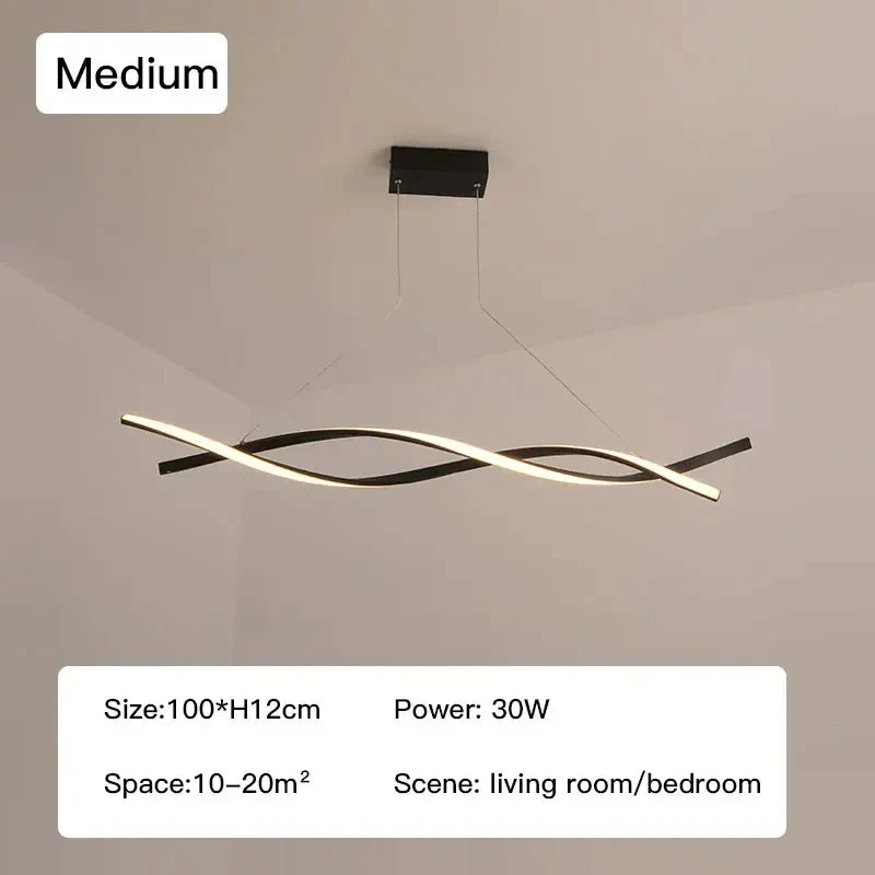Glass Pendant Lights with LED for Modern Home Decor - F-black 100cm / cool white - Chandelier