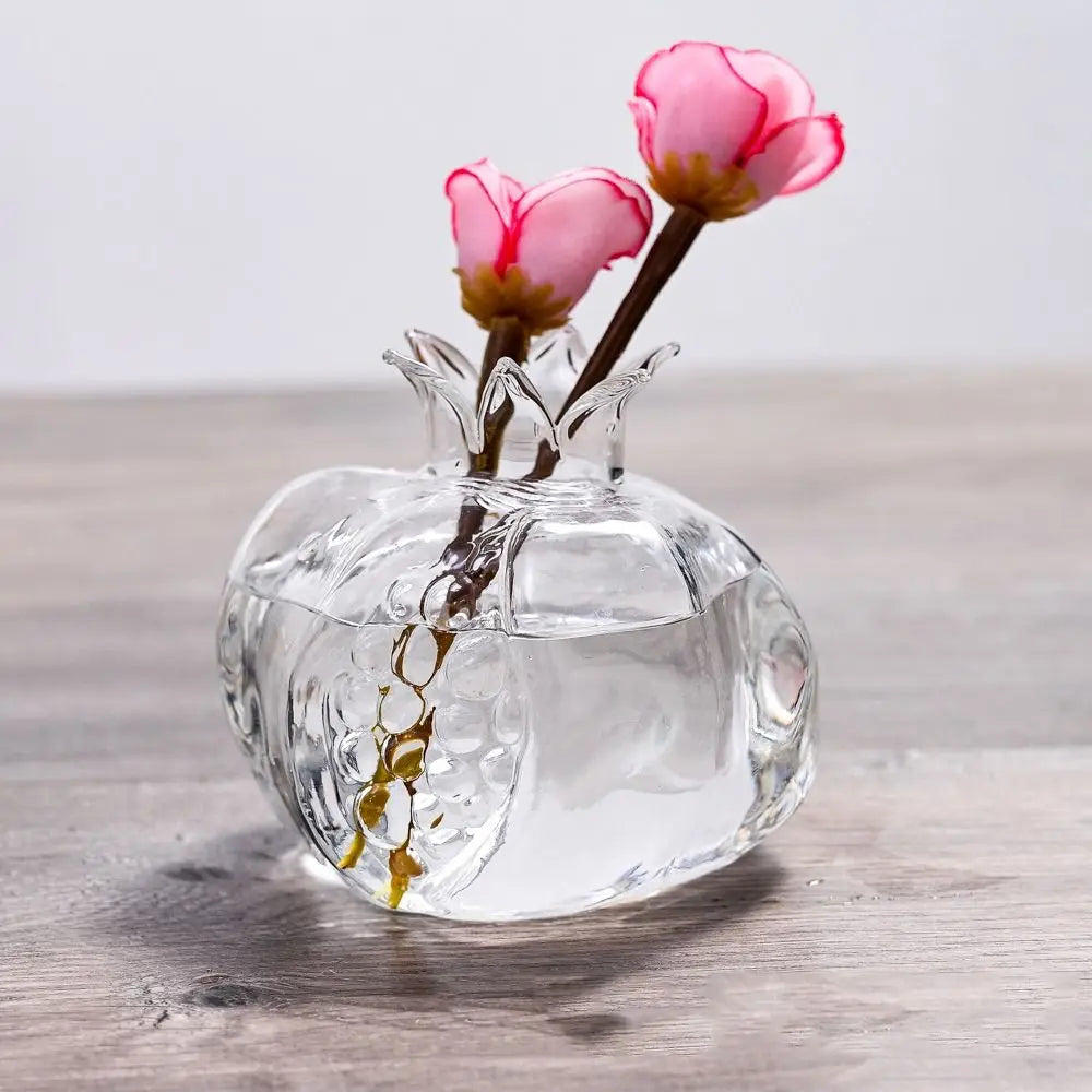 Glass Pomegranate Flower Vase Home Decor
