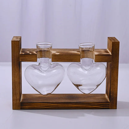 Glass Vase Terrarium with Wooden Frame - Vase