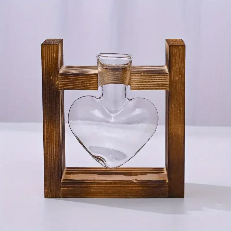 Glass Vase Terrarium with Wooden Frame - S / CHINA - Vase