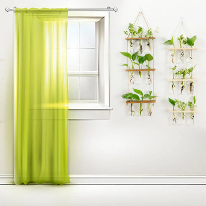 Glass Wall Hanging Planters with Wooden Holder - Vase