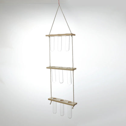 Glass Wall Hanging Planters with Wooden Holder - Vase