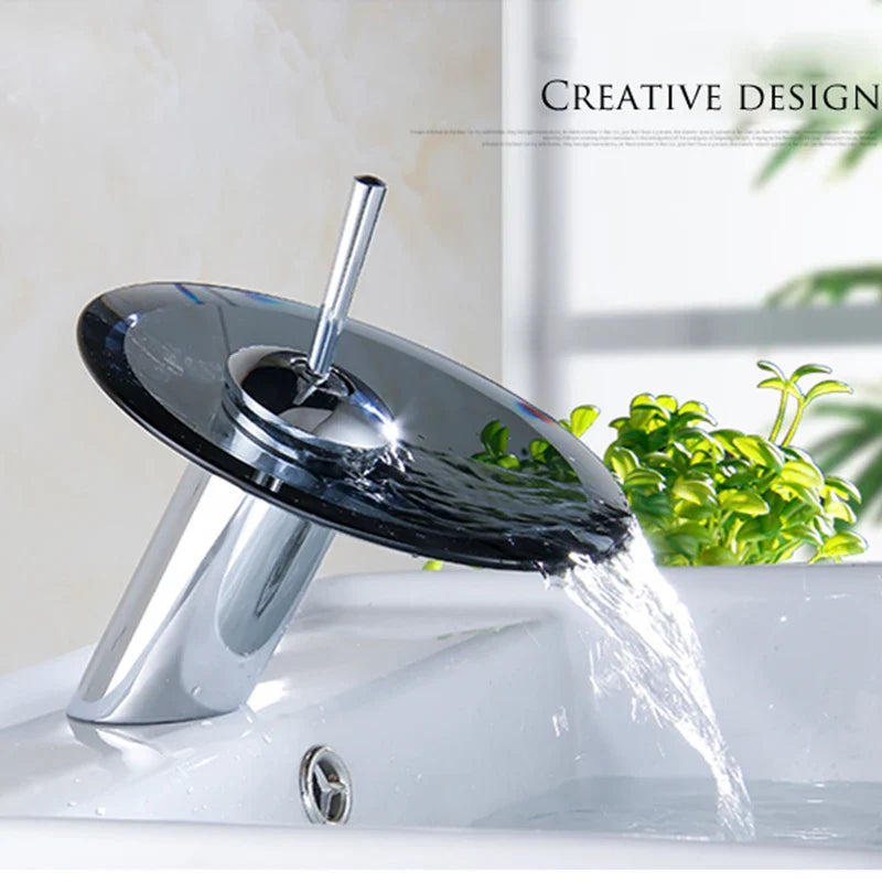 Glass Waterfall Basin Sink Faucet