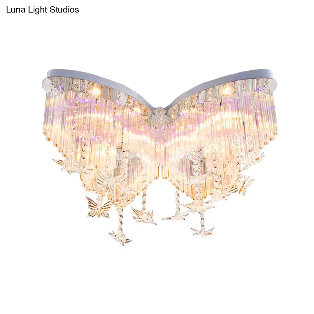 DecorBites™ DecorBites™ Glittering Butterfly Ceiling Lamp with Clear Crystal Ceiling Mount Light - Perfect for Kindergarten