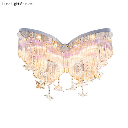 DecorBites™ DecorBites™ Glittering Butterfly Ceiling Lamp with Clear Crystal Ceiling Mount Light - Perfect for Kindergarten