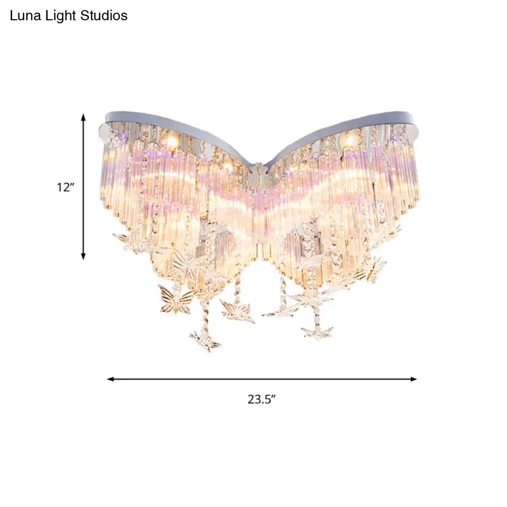 DecorBites™ DecorBites™ Glittering Butterfly Ceiling Lamp with Clear Crystal Ceiling Mount Light - Perfect for Kindergarten