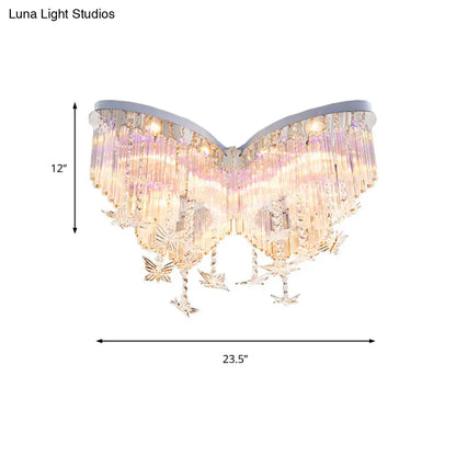 DecorBites™ DecorBites™ Glittering Butterfly Ceiling Lamp with Clear Crystal Ceiling Mount Light - Perfect for Kindergarten