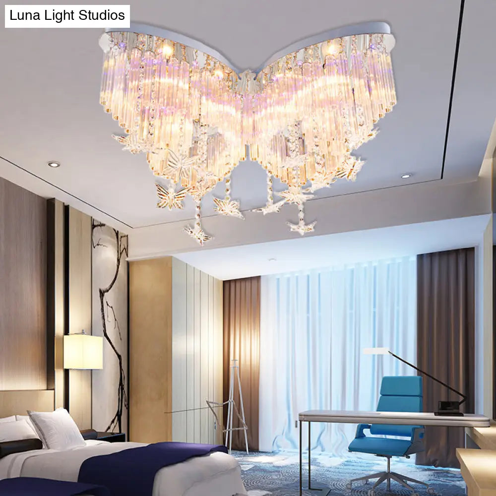 DecorBites™ DecorBites™ Glittering Butterfly Ceiling Lamp with Clear Crystal Ceiling Mount Light - Perfect for Kindergarten