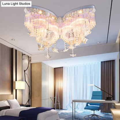 DecorBites™ DecorBites™ Glittering Butterfly Ceiling Lamp with Clear Crystal Ceiling Mount Light - Perfect for Kindergarten