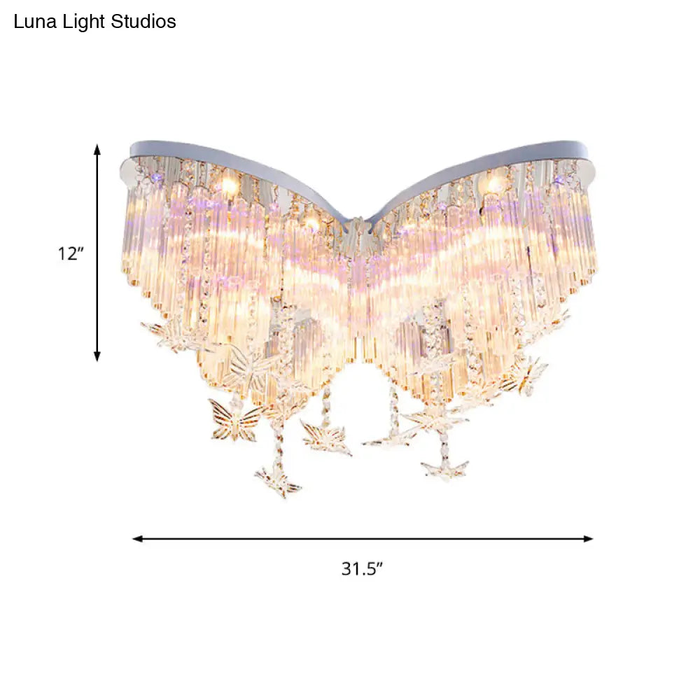 DecorBites™ DecorBites™ Glittering Butterfly Ceiling Lamp with Clear Crystal Ceiling Mount Light - Perfect for Kindergarten