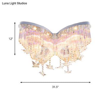 DecorBites™ DecorBites™ Glittering Butterfly Ceiling Lamp with Clear Crystal Ceiling Mount Light - Perfect for Kindergarten