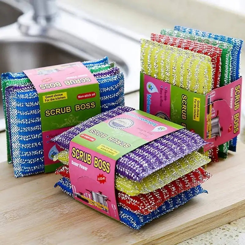 Glittery multi color kitchen cleaning set scrubbers in vibrant blue purple yellow and red for decorbites kitchen cleaning