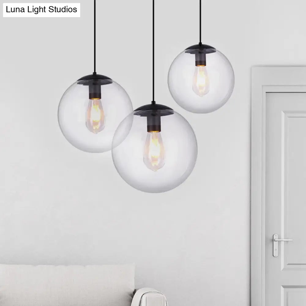 Global Glass Pendant Light | Industrial Dining Room Ceiling Fixture in Clear- 1-Light, 6"/8" Wide