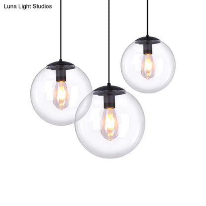 Global Glass Pendant Light | Industrial Dining Room Ceiling Fixture in Clear- 1-Light, 6"/8" Wide