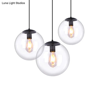 Global Glass Pendant Light | Industrial Dining Room Ceiling Fixture in Clear- 1-Light, 6"/8" Wide