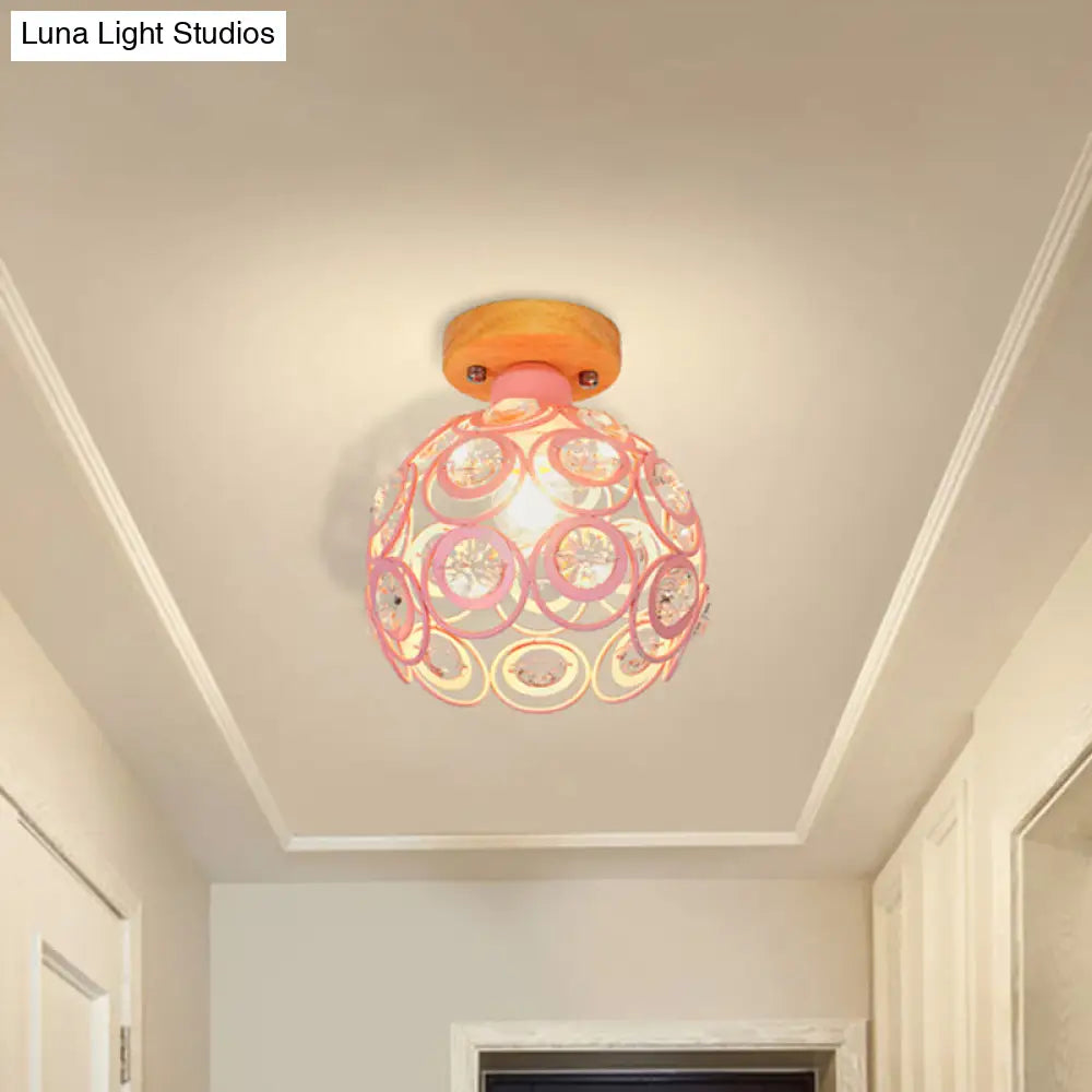 DecorBites™ DecorBites™ Global Metal Lampshade Nordic Flush Mount Lighting in Pink/Green/Gray for Foyer