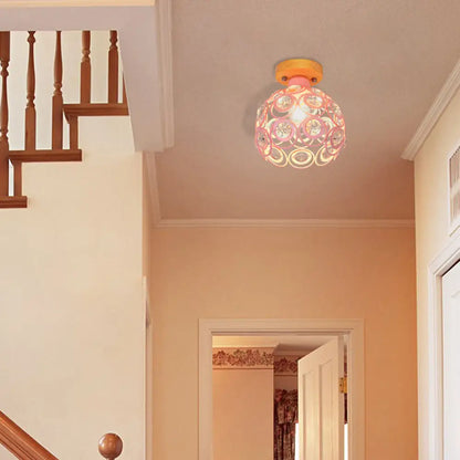 DecorBites™ DecorBites™ Global Metal Lampshade Nordic Flush Mount Lighting in Pink/Green/Gray for Foyer