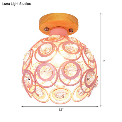 DecorBites™ DecorBites™ Global Metal Lampshade Nordic Flush Mount Lighting in Pink/Green/Gray for Foyer