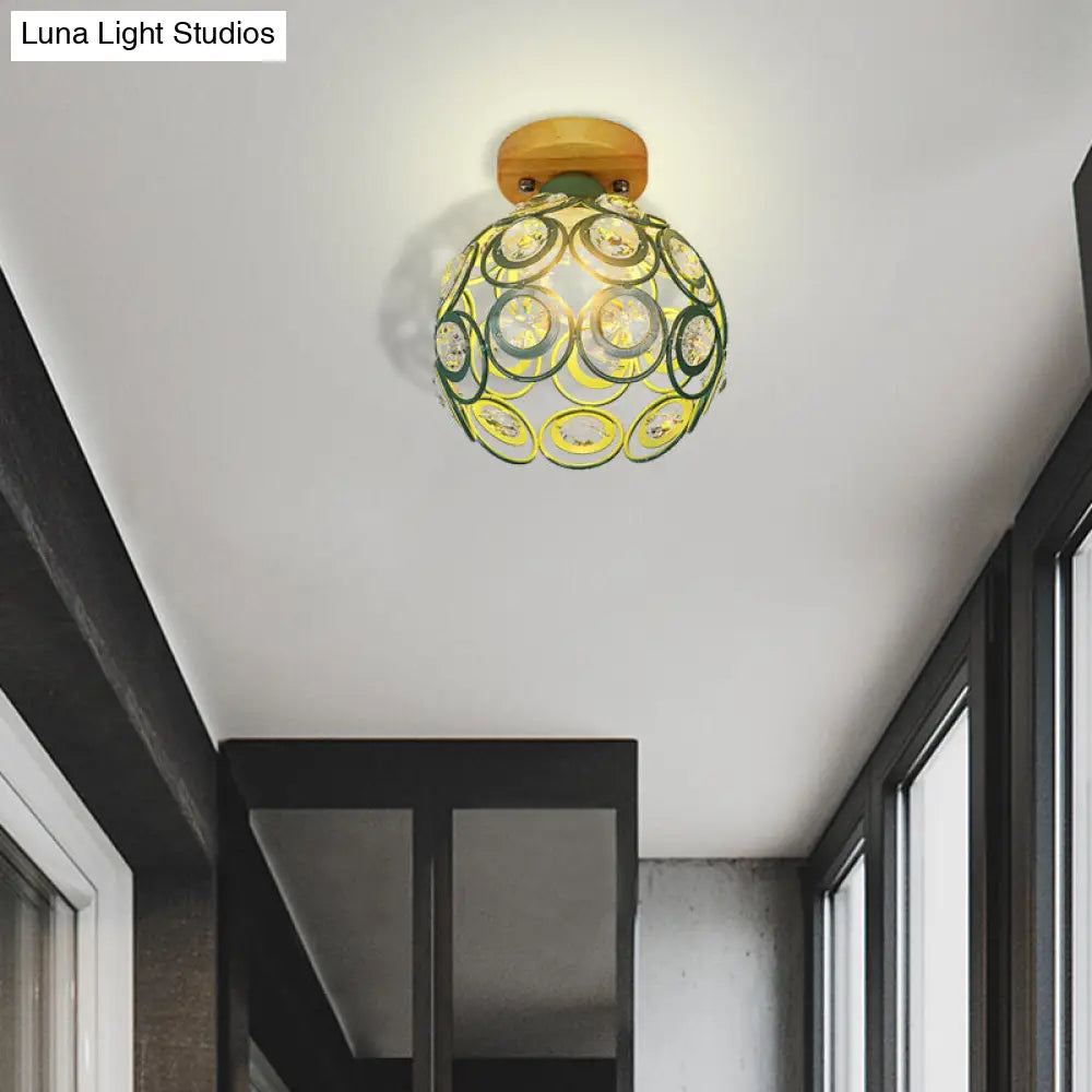 DecorBites™ DecorBites™ Global Metal Lampshade Nordic Flush Mount Lighting in Pink/Green/Gray for Foyer