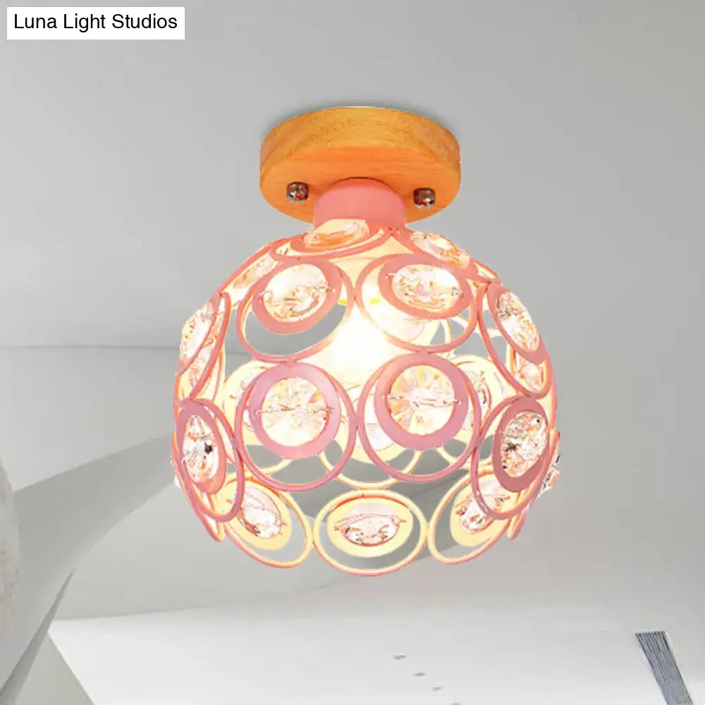 DecorBites™ DecorBites™ Global Metal Lampshade Nordic Flush Mount Lighting in Pink/Green/Gray for Foyer