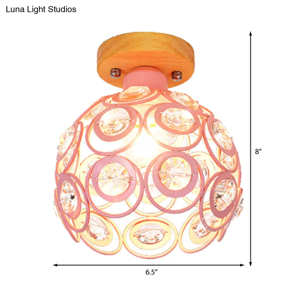 DecorBites™ DecorBites™ Global Metal Lampshade Nordic Flush Mount Lighting in Pink/Green/Gray for Foyer