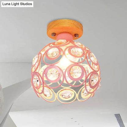 DecorBites™ DecorBites™ Global Metal Lampshade Nordic Flush Mount Lighting in Pink/Green/Gray for Foyer